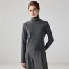 Suéter de cachemira de una pieza sin costuras de cuello alto para mujer, suave y acogedor, jersey de punto holgado de cuello alto, suéter base