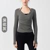 Camiseta de Manga Larga Cruzada con Cuello en V para Yoga Ropa Deportiva de Correr para Mujer Blusa Exterior Efecto Adelgazante Top de Pilates Fitness