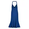 Ropa de Mujer al por Mayor Transfronteriza Verano 2025 Nuevo Estilo Europeo y Americano Vestido Sexy con Escote Halter Drapeado