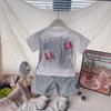 Ropa para Niños Trajes para Niños 2025 Nueva Moda Conjunto de Verano para Bebés, Niños Conjunto de Dos Piezas de Verano Estilo Inglés Cuello Redondo Manga Corta de Moda
