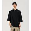 Camisa de Hombre de Verano de Algodón y Lino Transpirable de Seda Helada de Manga Tres Cuartos y Manga Corta Talla Grande