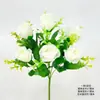 Tallo Único con 6 Capullos de Rosa, Decoración Artificial de Flor de Rosa, Flor de Seda, Flor de Tela, Decoración de Habitación, Decoración de Arte Floral, Decoración para el Hogar
