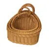 Cesta Colgante de Pared de Mimbre Sintético, Cesta Tejida de Mimbre, Cesta de Mimbre Tejido de Plástico, Cesta de Almacenamiento para Cebolla, Jengibre, Ajo en la Cocina, Cesta Colgante para Utensilios de Cocina, Cesta de Mimbre