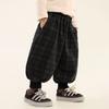 Calça de Moletom Forrada Changguo Clothing para Meninos Estilo Coreano de Inverno Calça Jogger para Crianças Calça Xadrez Macia e Quente para Bebês e Crianças Pequenas