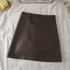2026 Nueva Falda de Piel Sintética, Falda Midi de Línea A para Mujer, Falda Corta, Cintura Alta, Adelgazante, Otoño-Invierno, Negra, Talla Pequeña