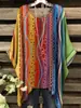 Camisetas Casuais Estampadas Novas 2026 Cruzamento Europeu e Americano, Tops Femininos Plus-Size Estilo Étnico Retrô com Gola Redonda Atacado
