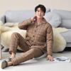 Pijama Antiestático para Hombre Invierno Tres Capas Engrosado Forro Polar Algodón Otoño e Invierno Cálido Algodón Plumón Traje de Ropa para el Hogar