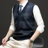 Amazon ropa de hombre transfronteriza otoño e invierno chaleco cárdigan para hombre chaleco suéter nueva chaqueta de punto a rayas