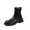 Botas estilo Martin femininas britânicas, nova coleção 2024, forradas com fleece, adequadas para primavera e outono, com sola grossa, ankle boots, elásticas, de caimento justo, botas curtas