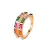 Anillo Ajustable de Zirconia con Gradiente Arcoíris de Lujo Ligero Chapado en Cobre Oro de 18 Quilates Moda Joyería Popular Transfronteriza Europea y Americana Temu