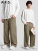 Pantalones de negocios rectos de lujo transfronterizos para hombre APO, corte relajado, estilo "old money", mezcla de algodón y lino, pantalones casuales holgados y versátiles