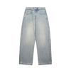 Calças Jeans Clássicas Neverules Trendyy Retro Lavadas Azul Gelo Soltas Retas para Homens K3071
