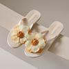 Chanclas planas de estilo hada de nicho para mujer, moda de verano, flor de paja plana, pastoral, vacaciones, playa, zapatos de cuña