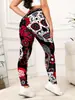 Calça Legging Europeia e Americana para Yoga com Estampa Digital 3D, Calça Justa, Camada Base, Calça Fitness, Posição Fixa DIY