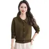 Nueva Colección Otoño/Invierno 2026: Suéter de Punto de Manga Larga con Cuello Camisero Estilo Mamá, Corte Holgado, Elegante, Adelgazante, Capa Base Versátil