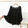 Gordo MM200 kg más gordo suelto talla grande modal camiseta interior manga larga fina ropa de casa manga murciélago camiseta para mujer