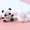 Panda Sonrojado de Dibujos Animados Adorno de Animal de Resina 3D Llavero Colgante Creativo Decoración de Escritorio Coche Micro Paisaje