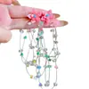 Pendientes de Hilo de Pescar con Borlas de Flor Dopamina de Verano para Mujer Pendientes Estilo Vacaciones de Verano en la Costa Pendientes de Atmósfera Dulce