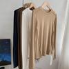 Camiseta de Manga Larga con Cuello Redondo Estilo Europeo para Mujer, Nueva Tendencia Otoño e Invierno 2025, Top Suave y Liso con Costuras Visibles, Camiseta de Capa Base, Moda Ins