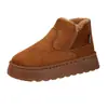 Botas de nieve de suela gruesa, talla grande, para mujer, nuevo estilo invierno 2026, calidad de exportación, forradas de felpa, engrosadas para abrigar, diseño sin cordones, zapatos de algodón al por mayor para ventas transfronterizas