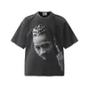26 Marca Europea y Americana de Tendencia Transfronteriza Colaboración Travis Scott Camiseta de Manga Corta Lavada Vintage Unisex High Street Manga Media