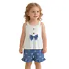 Conjunto de Verão para Meninas 2026 Top de Alça Doce com Laço Shorts Frescos Conjunto de Bebê Conjunto Elegante de Duas Peças