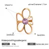 Anillo Abierto de Flor Hueca con Circonita de Acero Inoxidable Anillo de Dedo Índice de Moda Transfronteriza Europea y Americana Anillo de Diseño de Nicho