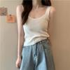 Chaleco corto para mujer, verano 2023, nuevo diseño de estilo coreano, camiseta de tirantes interiores de punto con base, top de estudiante