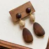 Pendientes redondos de rafia tejida con aguja de plata estilo bohemio para mujer, pendientes de diseño único, pendientes de moda estilo vacacional