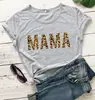 Camiseta de manga corta para mujer con estampado de leopardo, letra MAMA, Día de la Madre, popular en la calle europea y americana