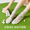 Calcetines de verano finos sin costuras para mujer, color gris, hasta la pantorrilla, hechos de algodón de Xinjiang 10A, material antibacteriano, con detalles de encaje y lazo
