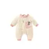 Mono Cálido de Conejo de Lunares para Bebé (Niño y Niña), Sin Costuras, Grosor Medio, Bata Acolchada para Bebé, Ropa para Salir