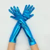 Luvas Prateadas de Couro Envernizado para Performance em Pole Dance Acessórios de Fantasia de Halloween Luvas Ajustadas para Adultos
