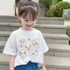 Ropa de Verano 100% Algodón Puro para Niños 2026 Nuevo Estilo Camiseta de Algodón Puro para Niñas Manga Corta Moda Camiseta de Media Manga