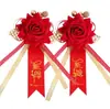 Corsage de casamento direto da fábrica tecido de casamento novo estilo coreano corsage de noivos fita vermelha corsage de casamento festivo endereço