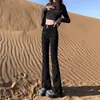 Jeans Acampanados Negros Gruesos Forrados de Polar para Mujer 2026 Tendencia Versátil Nuevos Otoño e Invierno Cintura Alta Acampanados para Mujer Petite