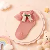 Calcetines Finos de Princesa Dulce para Niñas, Estilo Primavera Verano, con Lazos y Encaje, Transpirables, Cómodos, Lindos