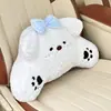 Cojín de asiento de coche de perro de dibujos animados, cojín de asiento de coche engrosado de felpa de invierno, cojín de asiento integrado de soporte lumbar para coche lindo