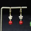 Aretes exquisitos de cinabrio con incrustaciones al por mayor de fábrica, mineral original de alto contenido, arena púrpura, imitación de diamante, aretes de plata S925