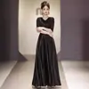 Traje Negro de Actuación Coral para Anfitriona y Director, Banquete de Competencia Escénica Vestido Largo de Noche para Adultos