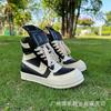 Zapatillas Modernas Hechas a Medida con Cremalleras Laterales de Gancho Grande, Zapatos Casuales Estilo Deportivo, Zapatillas de Cuero Genuino de Suela Gruesa para Aumentar la Altura