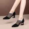 Novas sandálias femininas de salto alto sandálias de renda em malha 35-414243 tamanho grande sapatos femininos com strass