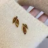 Pendientes de hoja azules y blancos de Corea del Sur con pasador de plata S925, pendientes de hoja, pendientes súper de hada, frescos, de celebridad de internet, elegantes para mujer
