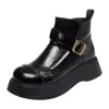 Botas de cuero forradas de felpa para mujer, zapatos de algodón para otoño e invierno, suela de plataforma, estilo retro, adecuados para primavera y otoño, disponibles para dropshipping, botines de suela gruesa, botas cálidas, un par