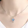 Versión coreana de colgante de cristal azul zafiro diamante azul mar suave, cadena de clavícula de cristal de diamante simple, colgante de temperamento al por mayor