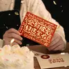 Fuqi Juego de Tarjeta de Felicitación Estéreo con Estampado en Caliente para Año Nuevo Sobre Texto de Bendición de Año Nuevo Papel de Carta Literario Tarjeta de Felicitación Mensaje Regalo