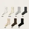 Calcetines de mujer color café, otoño, bordado de lazo, calcetines hasta la pantorrilla, sin costuras, antipelusa, calcetines holgados, lindos calcetines largos de encaje