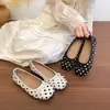 Zapatos Planos tipo Ballet Mary Jane Casual Estilo Coreano con Lazo 2026 Primavera y Otoño Estilo Celebridad de Internet Zapatos de una Sola Pieza con Lunares y Punta Cuadrada