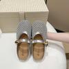 Mocasines Plateados Planos con Corte en la Punta para Mujer para Usar Afuera en Primavera y Verano 2025 con Faldas, Sandalias Transpirables y Versátiles