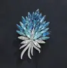 Broche de cauda de fênix de cristal azul degradê resistente, alfinete elegante para vestido de noite feminino, decoração de alta qualidade para xale de noite
